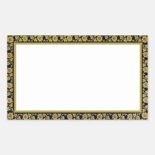 Black and Beige Floral Frame Vintage Style Sticker