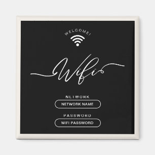 Black and Beige Minimalist Simple Wifi Zone  Magnet