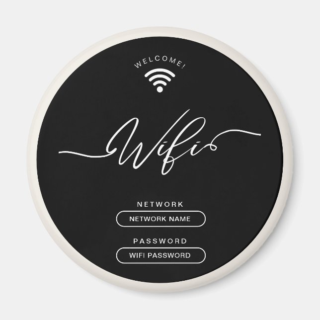 Black and Beige Minimalist Simple Wifi Zone  Magnet (Front)