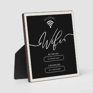 Black and Beige Minimalist Simple Wifi Zone Plaque