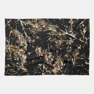 Black and Beige Neutral Rustic Winter Branches Kitchen Towel