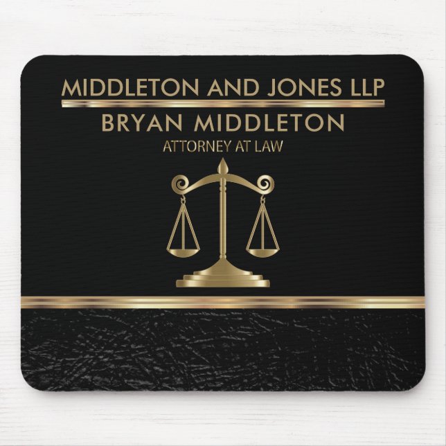 Black and Black Leather Law Firm Designs Mouse Pad (Front)