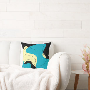 Black and Blue Abstract Designer Throw Pillow