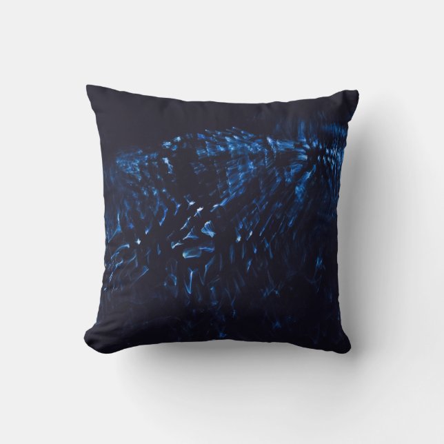 Black and blue abstract painting throw pillow (Front)