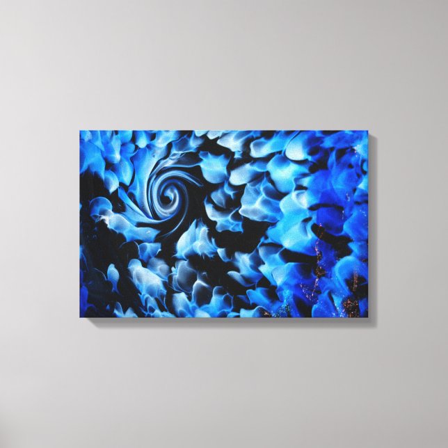black and blue abstract swirl canvas print (Front)