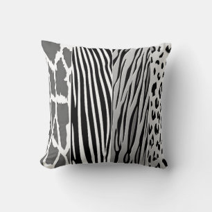 Black And Blue and white animal Printed Zebra St Throw Pillow