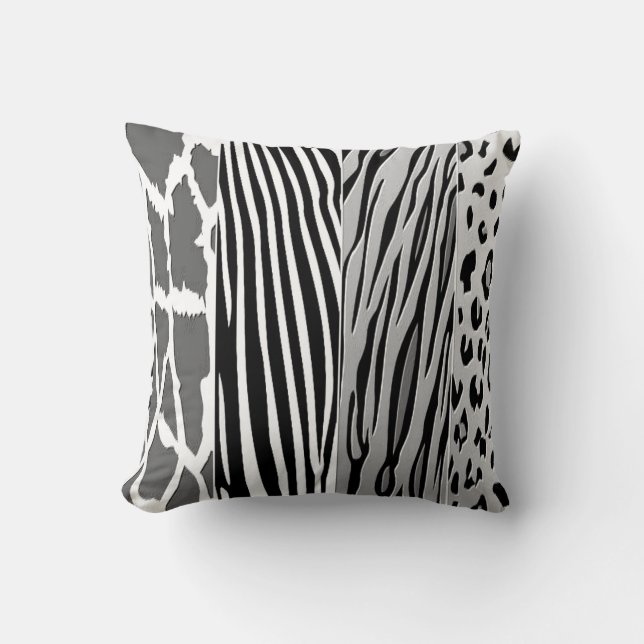 Black And Blue and white animal Printed Zebra St Throw Pillow (Front)