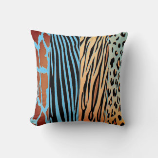 Black And Blue Animal Printed Zebra Stripe Pillow