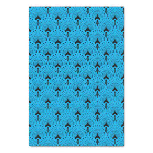 Black and blue art-deco pattern tissue paper