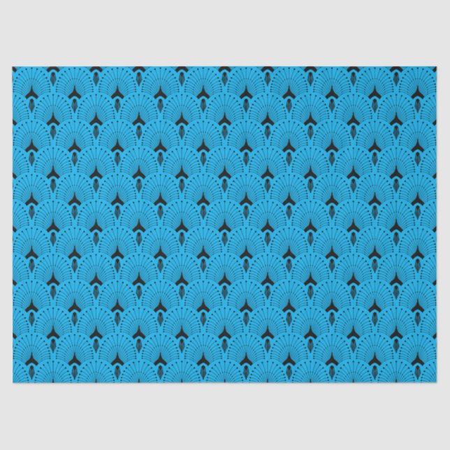 Black and blue art-deco pattern tissue paper (Front)