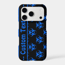 Black and Blue Biohazard  Phone Case w/ Text