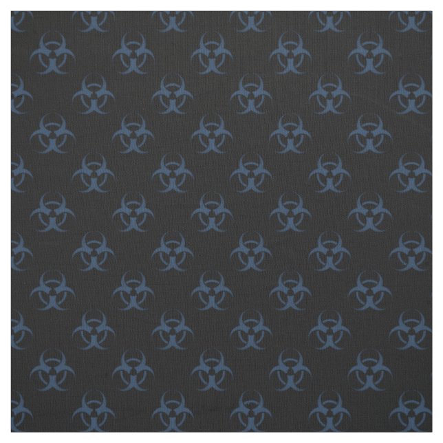 Black and Blue Biohazard Symbol Pattern Fabric (Swatch)