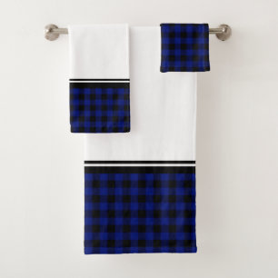 Black and Blue Buffalo Plaid Bath Towel Set