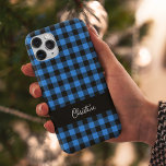 Black and Blue Buffalo Plaid Personalized  Case-Mate iPhone 14 Case<br><div class="desc">Black and Blue Buffalo Plaid Personalized Case-Mate iPhone 14 Case</div>