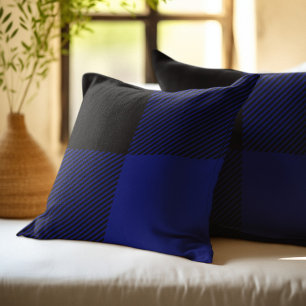 Black and Blue Buffalo Plaid Throw Pillow