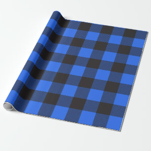 Black and Blue Buffalo Plaid Wrapping Paper