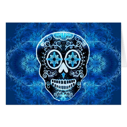 Black and Blue Calavera Card