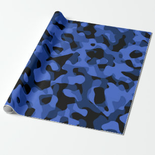 Black and Blue Camouflage Print Pattern Wrapping Paper