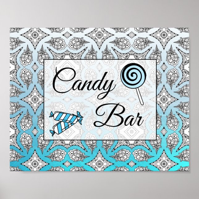 Black and Blue Candy Bar Wedding Sign Poster (Front)