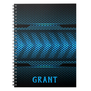 Black and Blue Carbon Fibre Car Monogram Notebook