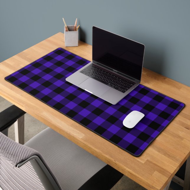 Black and Blue Checked Desk Mat (Office 2)