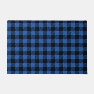Black and Blue Checkered Buffalo Pattern Doormat