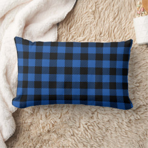 Black and Blue Chequered Buffalo Pattern Lumbar Pillow