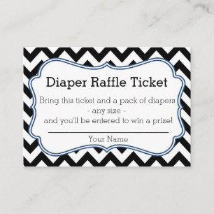 Black and Blue Chevron Diaper Raffle Ticket Enclosure Card