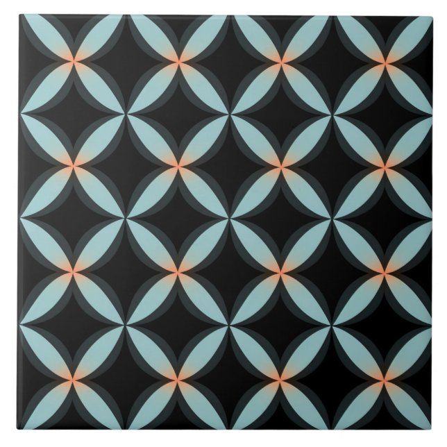 Black and Blue Circles, Seamless Pattern Tile (Front)