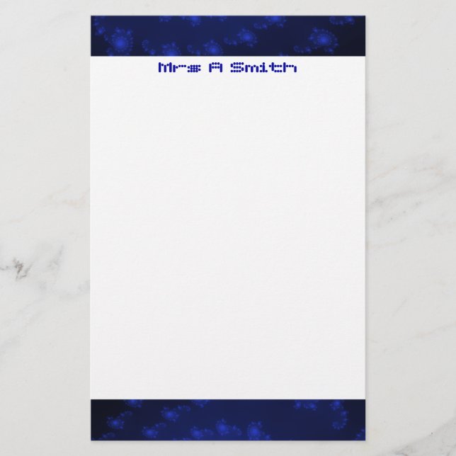Black and Blue Customizable Stationery (Front)