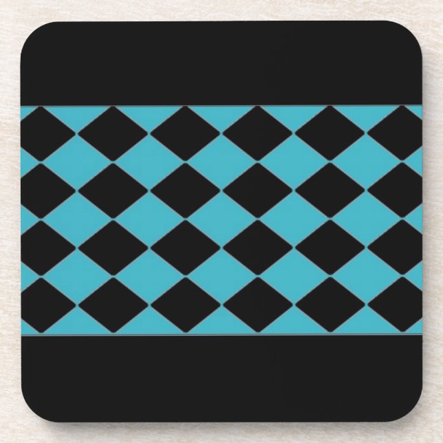 Black and Blue Diamond Pattern Coaster (Front)
