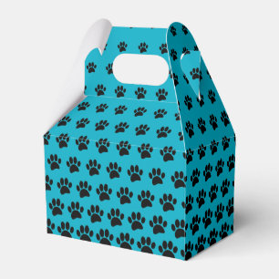 Black and Blue Dog Paw Print Pattern Custom  Favor Box