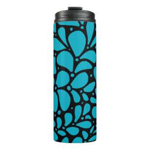 Black and blue doodle thermal tumbler