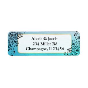 Black and Blue Elegant Script Return Labels