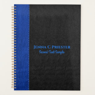 Black And Blue Faux Leather Texture Notebook Planner