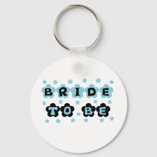 Black and Blue Flowers Bride to Be Keychain