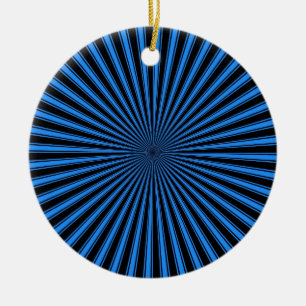 Black and Blue Funky Striped Abstract Art Ceramic Ornament