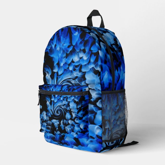 Black And Blue Glass Abstract Printed Backpack (Back Corner Right)