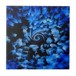 Black And Blue Glass Abstract  Tile