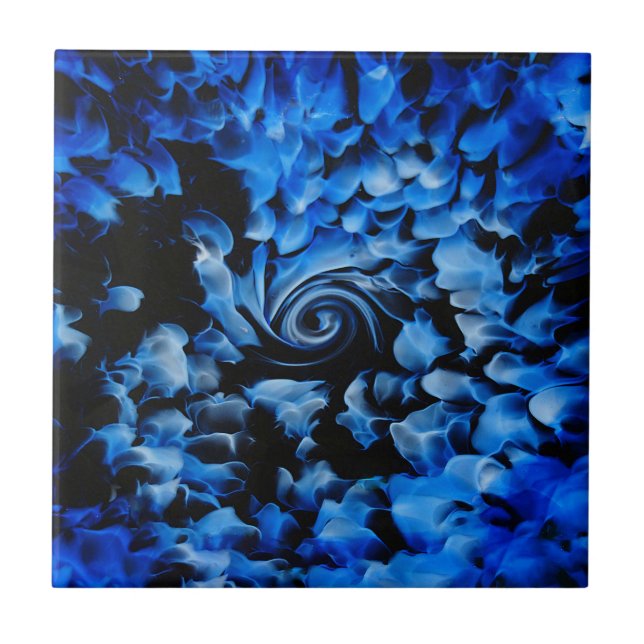 Black And Blue Glass Abstract  Tile (Front)