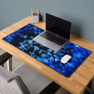 Black and Blue Glass Abstract With Vortex Desk Mat