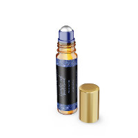 Black and Blue Glitter Perfume Roller Bottle label