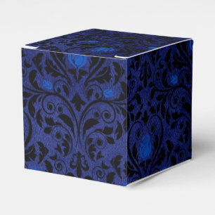 Black and Blue Gothic Rose Damask Favor Box