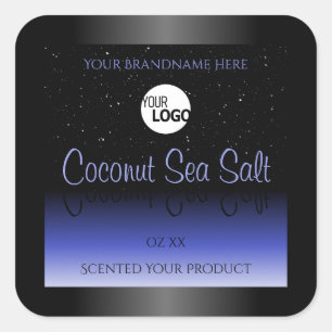 Black and Blue Gradient Product Label Glitter Logo