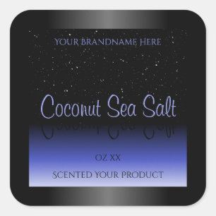 Black and Blue Gradient Product Label Soft Glitter