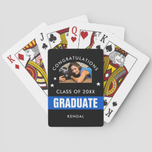 Black and Blue Graduation Custom Playing Cards