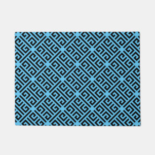 Black and Blue Greek Key Pattern Doormat