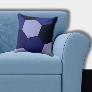 Black and Blue Hexagon Pattern Throw Pillow