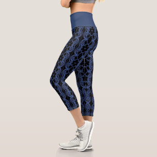 black and blue High Waisted Capris