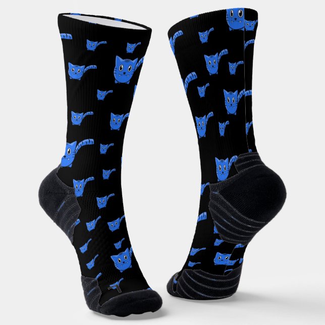 Black And Blue Little Kitties  Socks (Angled)